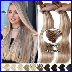 100% Russian Remy Human Hair Extensions Stick I Tip, Micro Loop Bead Tip, Blonde