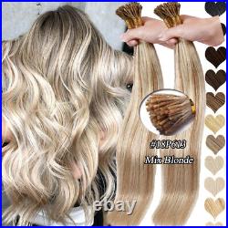 100% Russian Remy Human Hair Extensions Stick I Tip, Micro Loop Bead Tip, Blonde