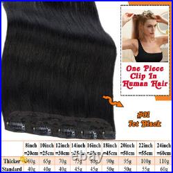 16-22 THICK Clip In Hair Extensions Remy Human Hair One Piece 3/4 Full Head UK