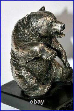 1850y. RUSSIAN GOLD ROYAL IMPERIAL GRIZLY BEAR STATUE 84 SILVER SIBERIAN FIGURE