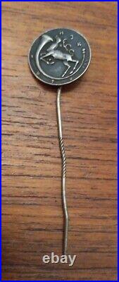 1878 Imperial Russian Marked 880 Silver Stag Horn Gold Pin Hunting War RAREFIND