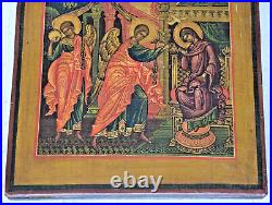 18c RUSSIAN IMPERIAL ICON HOLY THEOTOKOS JESUS GOLD CHRISTIAN CROSS EGG PAINTIN