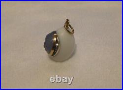 1900 Russian FABERGE 14K Gold Diamonds Blue Man Moon Easter Egg Charm Pendant