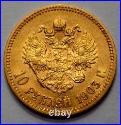 1903-A. P. 10 Roubles Russian Empire Gold Coin Tsar Nicolas II Imperial Coin Rare