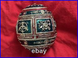 1912 Imperial Napoleonic Egg By Faberge Replica Jeweled Green withPortrait Frames