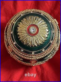 1912 Imperial Napoleonic Egg By Faberge Replica Jeweled Green withPortrait Frames