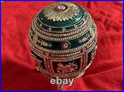 1912 Imperial Napoleonic Egg By Faberge Replica Jeweled Green withPortrait Frames