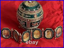 1912 Imperial Napoleonic Egg By Faberge Replica Jeweled Green withPortrait Frames