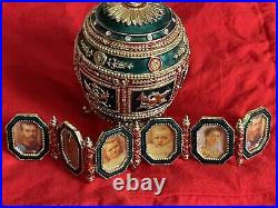 1912 Imperial Napoleonic Egg By Faberge Replica Jeweled Green withPortrait Frames