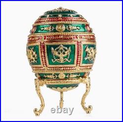 1912 Imperial Napoleonic Egg By Faberge Replica Jeweled Green withPortrait Frames