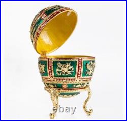 1912 Imperial Napoleonic Egg By Faberge Replica Jeweled Green withPortrait Frames