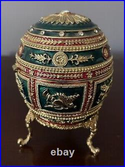 1912 Imperial Napoleonic Egg By Faberge Replica Jeweled Green withPortrait Frames