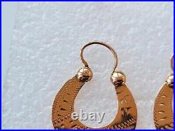 1920 Antique Imperial Russian ROSE Gold 56 14K Women's Jewelry Earrings 3.8 gr