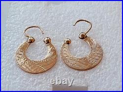 1920 Antique Imperial Russian ROSE Gold 56 14K Women's Jewelry Earrings 3.8 gr