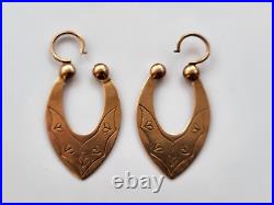 1930 Antique Imperial Russian ROSE Gold 583 14K Women's Jewelry Earrings 6.6 gr