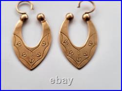 1930 Antique Imperial Russian ROSE Gold 583 14K Women's Jewelry Earrings 6.6 gr