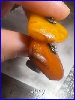 1950`s HUGE USSR SOVIET Cufflinks 100% natural honey royal yellow amber Baltic