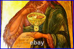 19c RUSSIAN IMPERIAL CHRISTIAN ICON JOHN BAPTIST JESUS GOLD GOD MOTHER CROS EGG