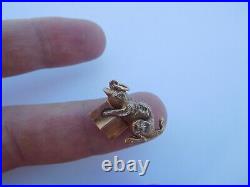 1of A Kind Imperial Russian 1900 Hollow Cast 14K 56 Gold Cat Pendant Charm