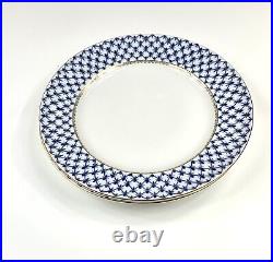 2 Antique Cobalt Net Gold/blue Dinner Plates Imperial Porcelain Lomonosov 12