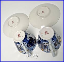 2 Lomonosov Imperial Russian Domes Cobalt Cups and Saucers USSR