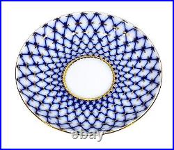 2 Mint 22K Gold Lomonosov Imperial Russia Porcelain Cobalt Net Cups and Saucers