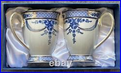 2-pc Russian Imperial Porcelain 22k Gold China Cups Mugs Empress Coffee Tea Set