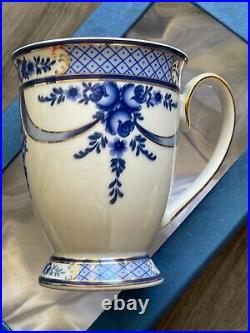 2-pc Russian Imperial Porcelain 22k Gold Cups Empress Coffee Tea Set Hand Paint