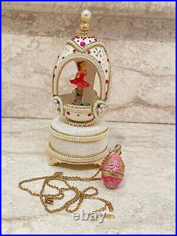 2005 Imperial Russian Antiques Faberge Egg MusicBox & FabergeJewelry 24kGold