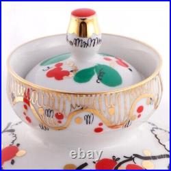 22 K Gold Teapot Cockerels Russian Imperial Lomonosov porcelain