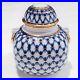 22K Gold Cobalt Net Tea Caddy Russian Lomonosov porcelain