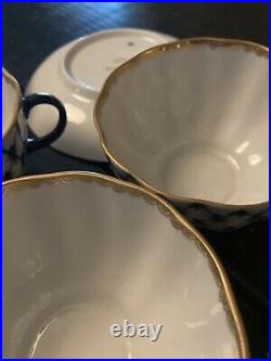 22K Gold Cobalt Net Teapot Partial Set Russian Imperial Lomonosov porcelain