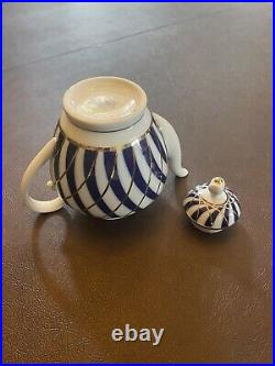 22K Gold Cobalt Net Teapot Russian Imperial Lomonosov porcelain Teapot