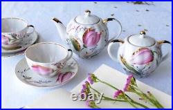 22K Gold Tea pot Pink Tulips Russian Imperial Lomonosov porcelain