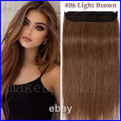 3/4 Full Head Extensions Clip in One Piece 100% Human Hair Remy Thick HAIRPIECE