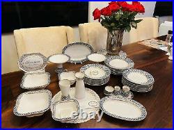 33p Imperial Russian Porcelain Dinner Set COBALT NET LFZ IFZ LOMONOSOV Blue Gold