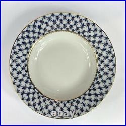 4 Antique Cobalt Net Gold/blue Soup Plates Imperial Porcelain Lomonosov Russian