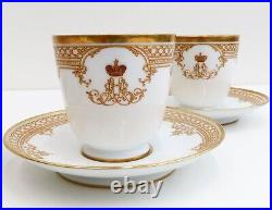 4 Russian Grand Duke Alexander Alexandrovich Imperial Porcelain Cup and Saucers