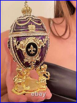 5 Imperial Russian Faberge egg Swarvoski Handset 24k Gold Purple gift for women