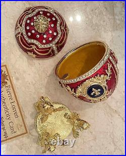 5 RED Russian faberge egg trinket Fabergé imperial Easter egg 24k GOLD SWAROSKI
