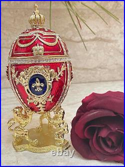 5 RED Russian faberge egg trinket Fabergé imperial Easter egg 24k GOLD SWAROSKI