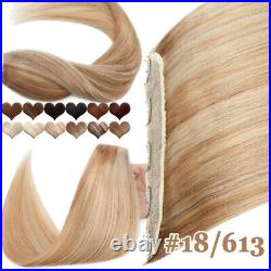 5Clip Weft Clip In Real 100% Human Hair Extensions Russian One Piece Half Head