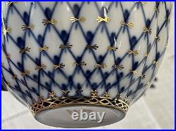 6 Cups & Saucer Sets Lomonosov Russian Imperial Porcelain 22K Gold Cobalt Net