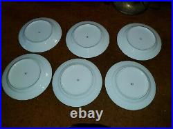 6 Russian Imperial Lomonosov porcelain Dinner Plate Cobalt Net 22K Gold 10.5 in