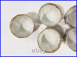 7x Lomonosov Golden Garden USSR Imperial Porcelain Coffee Cups & Saucers