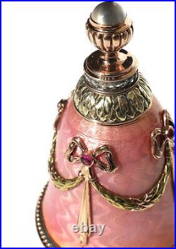 A Faberge Imperial Russian Gold Diamond Ruby& Guilloché Enamel Perfumer