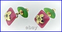 A Pair of Imperial E. Kollin. Rhodonite, Jade, Demantoids, 72 Gold Cufflinks