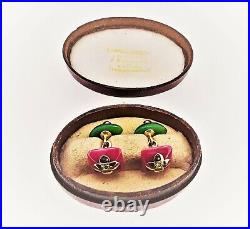 A Pair of Imperial E. Kollin. Rhodonite, Jade, Demantoids, 72 Gold Cufflinks