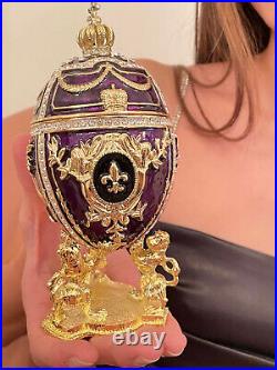 Amethyst Egg Faberge Egg Ornament Fabergé Handpainted egg Swarovski 24k Gold