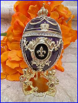 Amethyst Egg Faberge Egg Ornament Fabergé Handpainted egg Swarovski 24k Gold